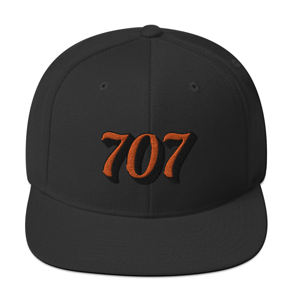 707 Black Yupoong Snapback Hat