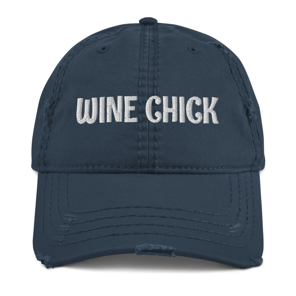 Wine Chick Distressed Dad Hat