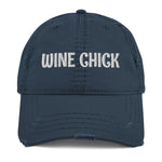 Load image into Gallery viewer, Wine Chick Distressed Dad Hat
