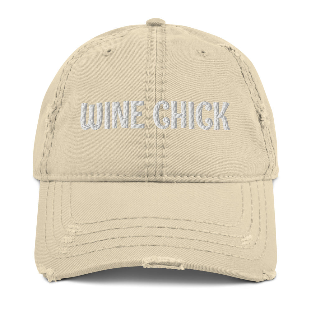 Wine Chick Distressed Dad Hat