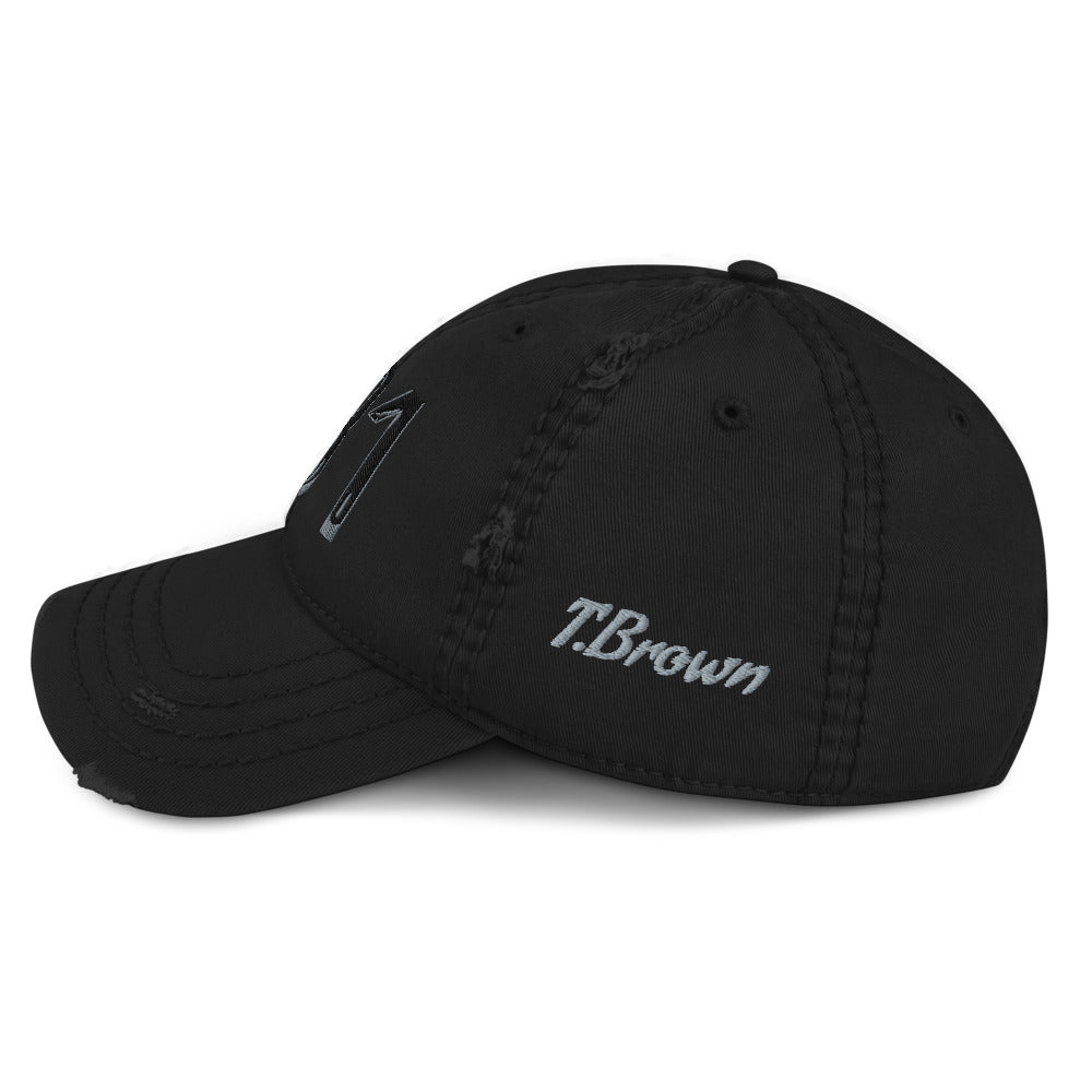 T Brown Distressed Dad Hat